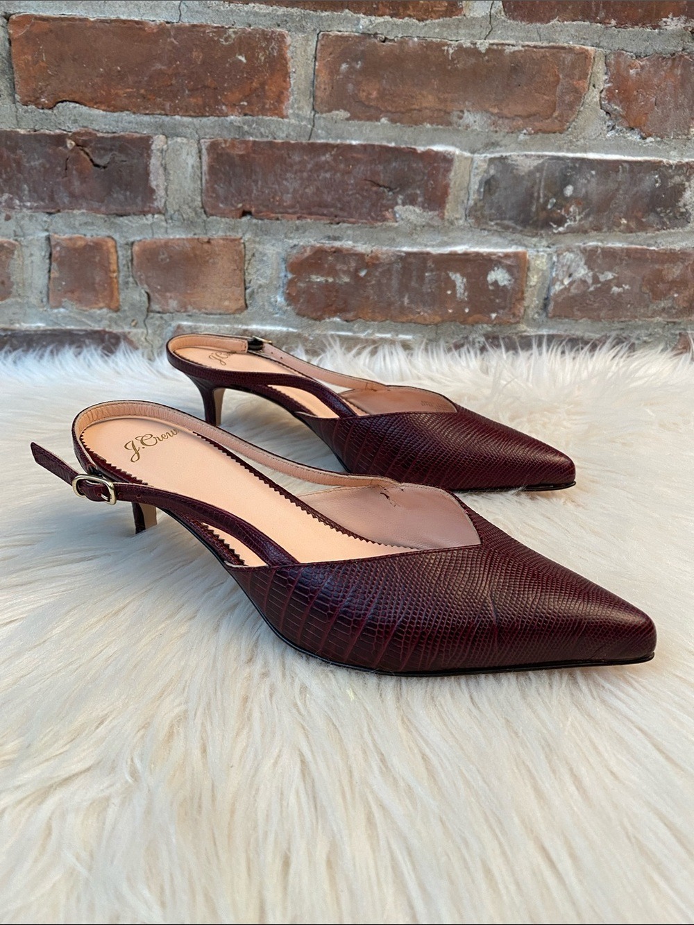 J. Crew Sophia Slingback Leather Kitten Heel Pumps, Size 7 - Picture 5 of 16